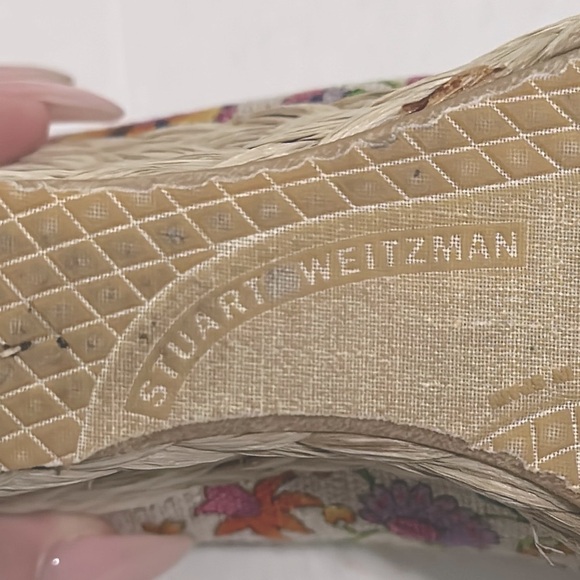 STUART WEITZMAN Floral Wedge Espadrille Peep-Toe Shoes 8.5 - Picture 12 of 12